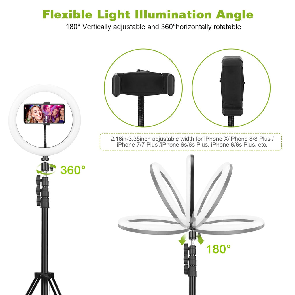GlowPro 10" Dimmable LED Selfie Ring Light with Tripod & Phone Holder