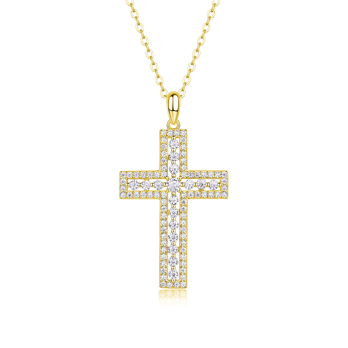 Shelter Moissanite Cross Pendant – S925 Sterling Silver & Platinum