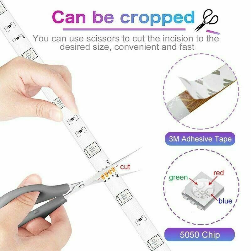 LumoGlow 5050 RGB LED Strip Lights with Bluetooth Remote