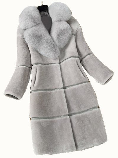 Shear Soft Mid-Length Fur Coat – Women’s Warm Sheep-Shear Winter Jacket