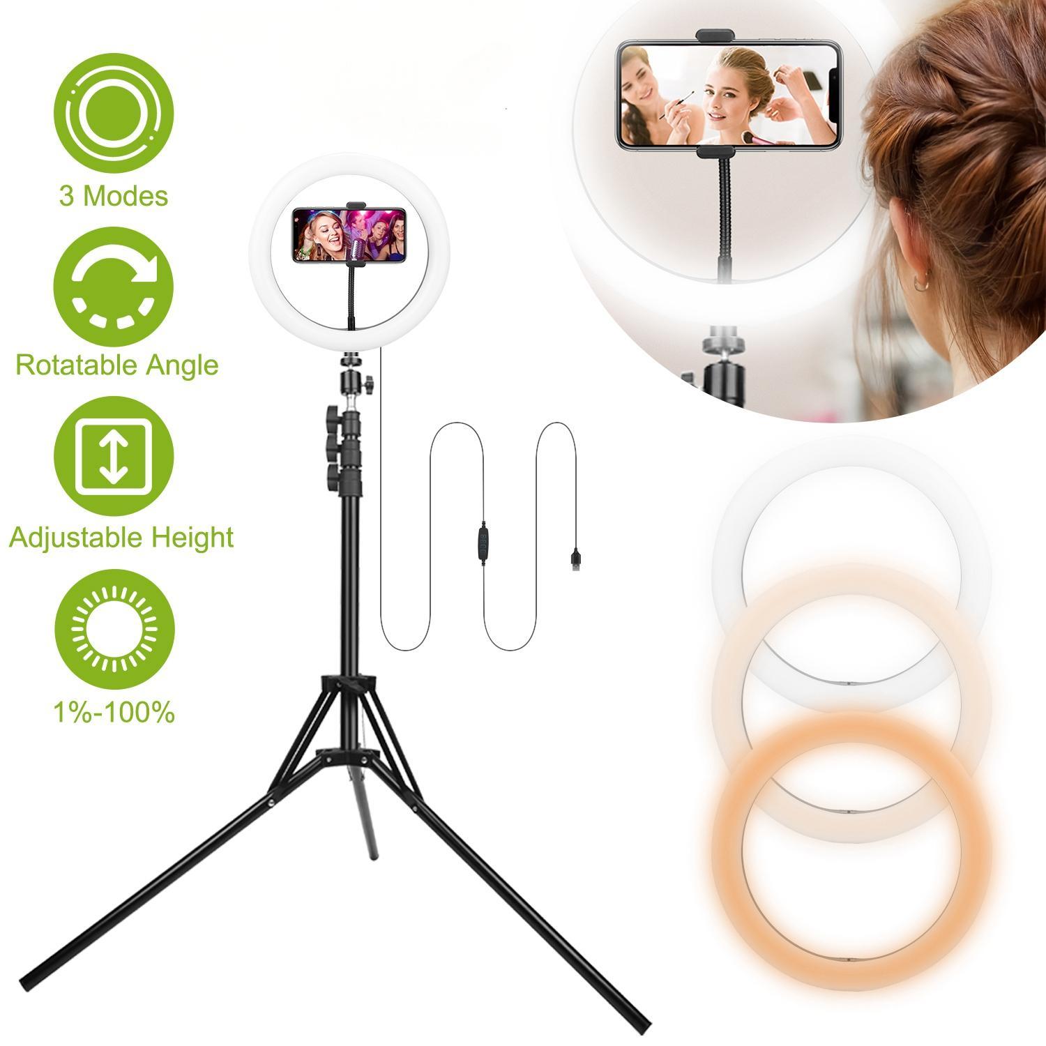 GlowPro 10" Dimmable LED Selfie Ring Light with Tripod & Phone Holder