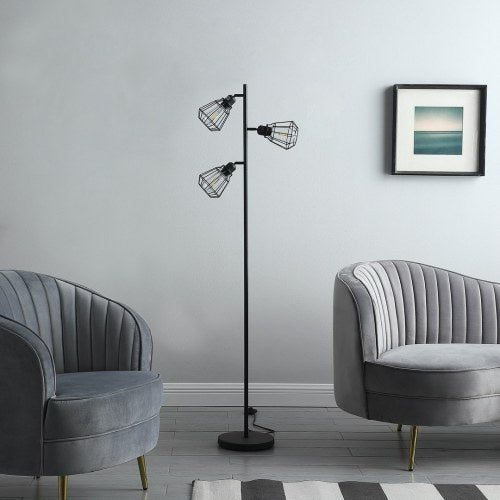 LumiCage Adjustable Industrial Farmhouse Metal Floor Lamp
