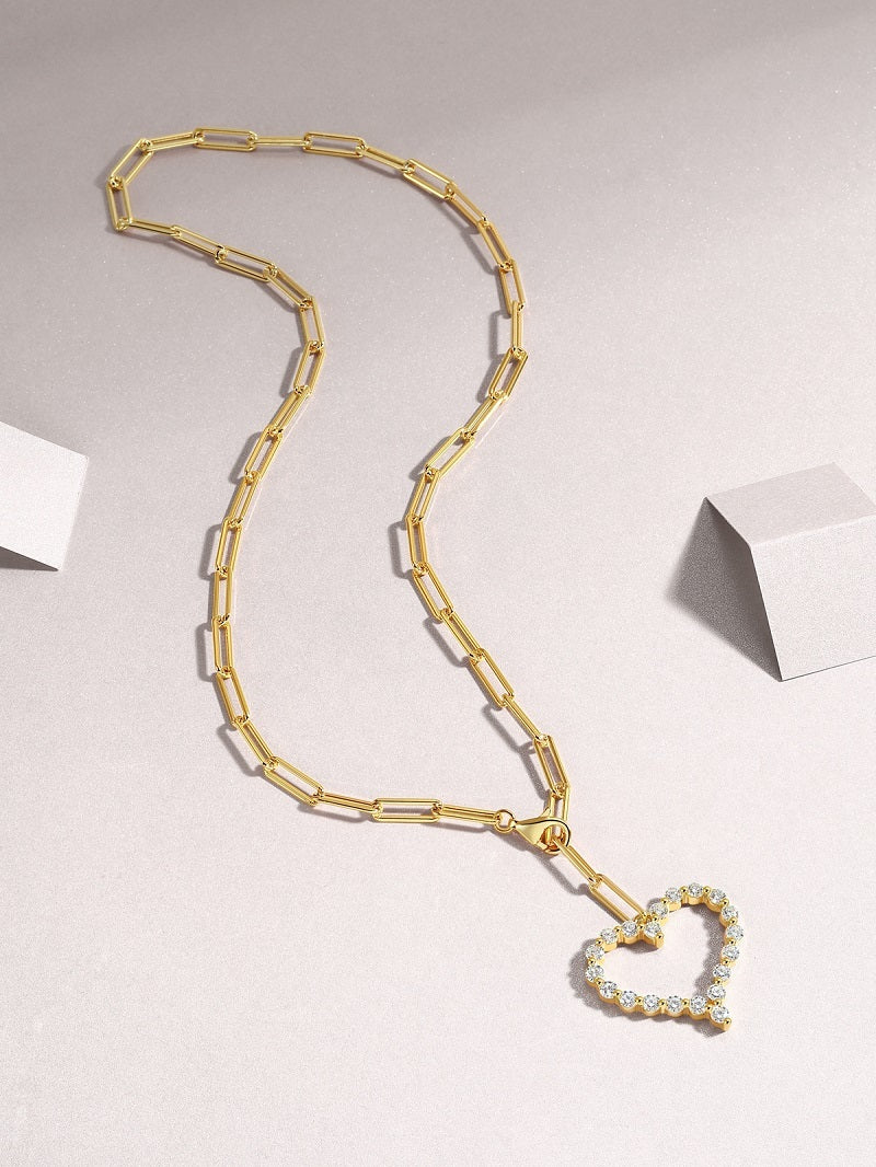 Heart’s Wish Moissanite Silver Pendant – S925 Gold-Plated Luxury Jewelry