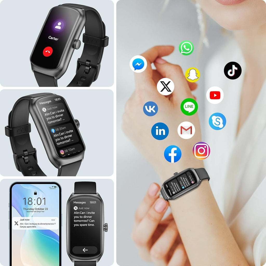 AmoTech Unisex AMOLED Smartwatch – Health & Activity Tracking Pro