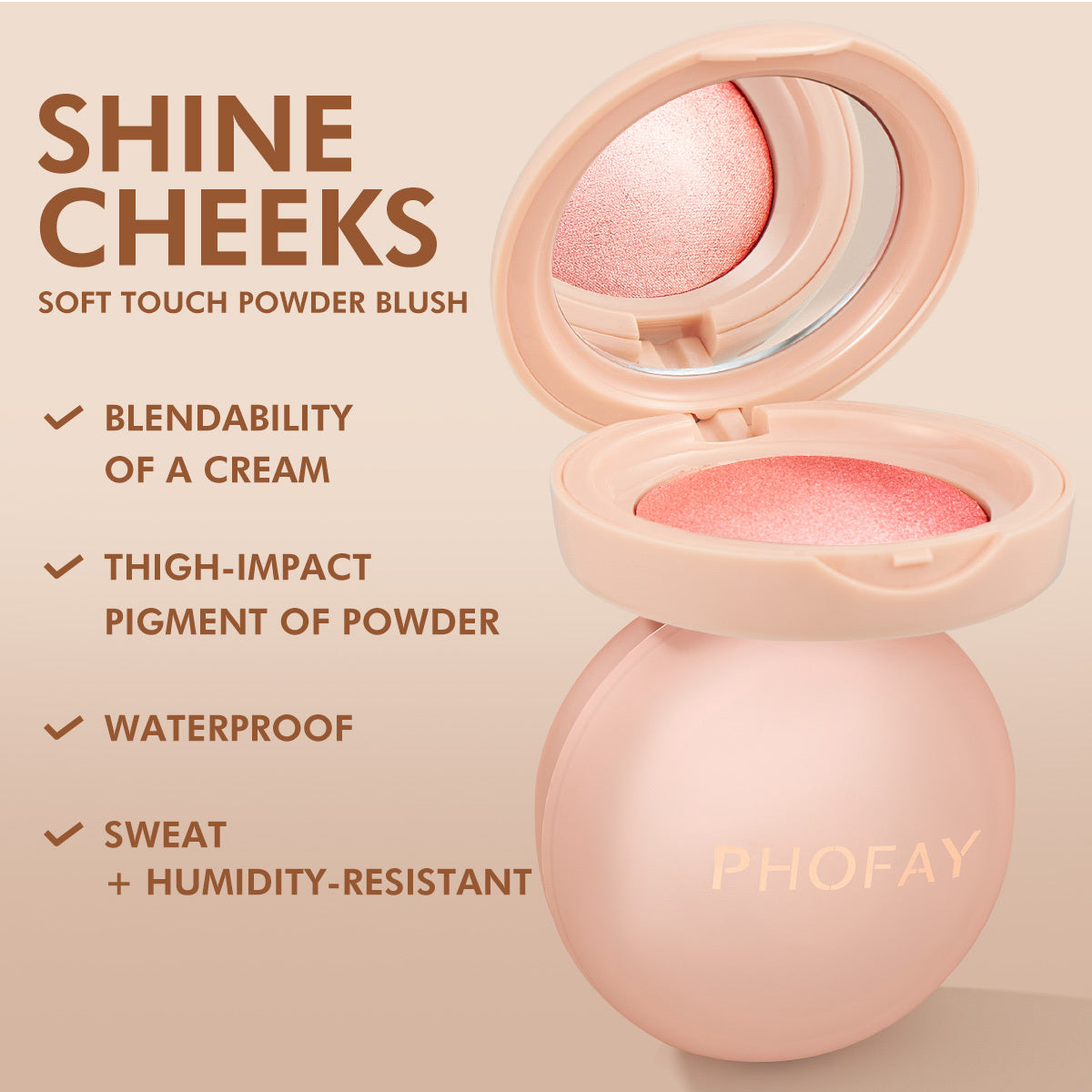 PHOFAY Luminous Powder Blush – Radiant Soft-Glow Cheek Color