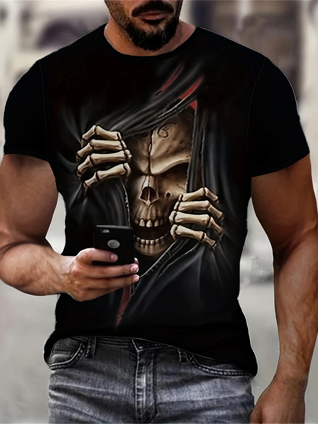 SkullRogue Men’s 3D Skull Printed Summer T-Shirt