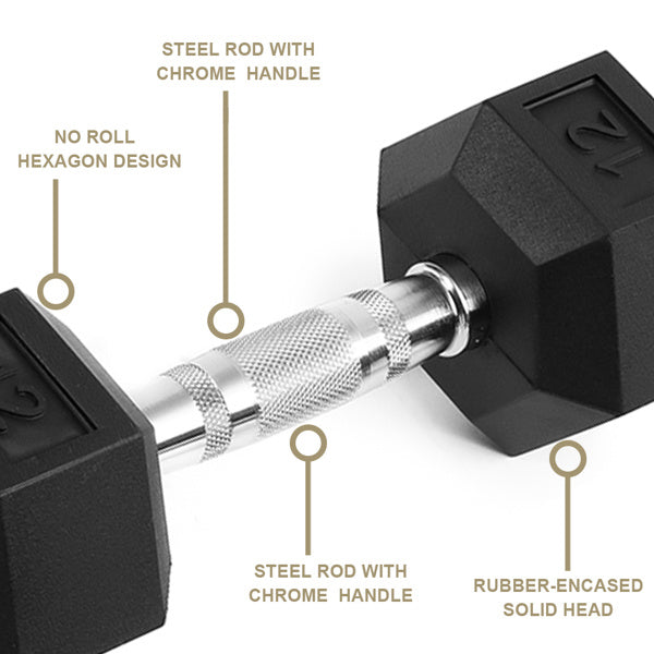 15LB Rubber-Coated Solid Cast Iron Dumbbells – Non-Slip Grip Fitness Weights (2-Pack)