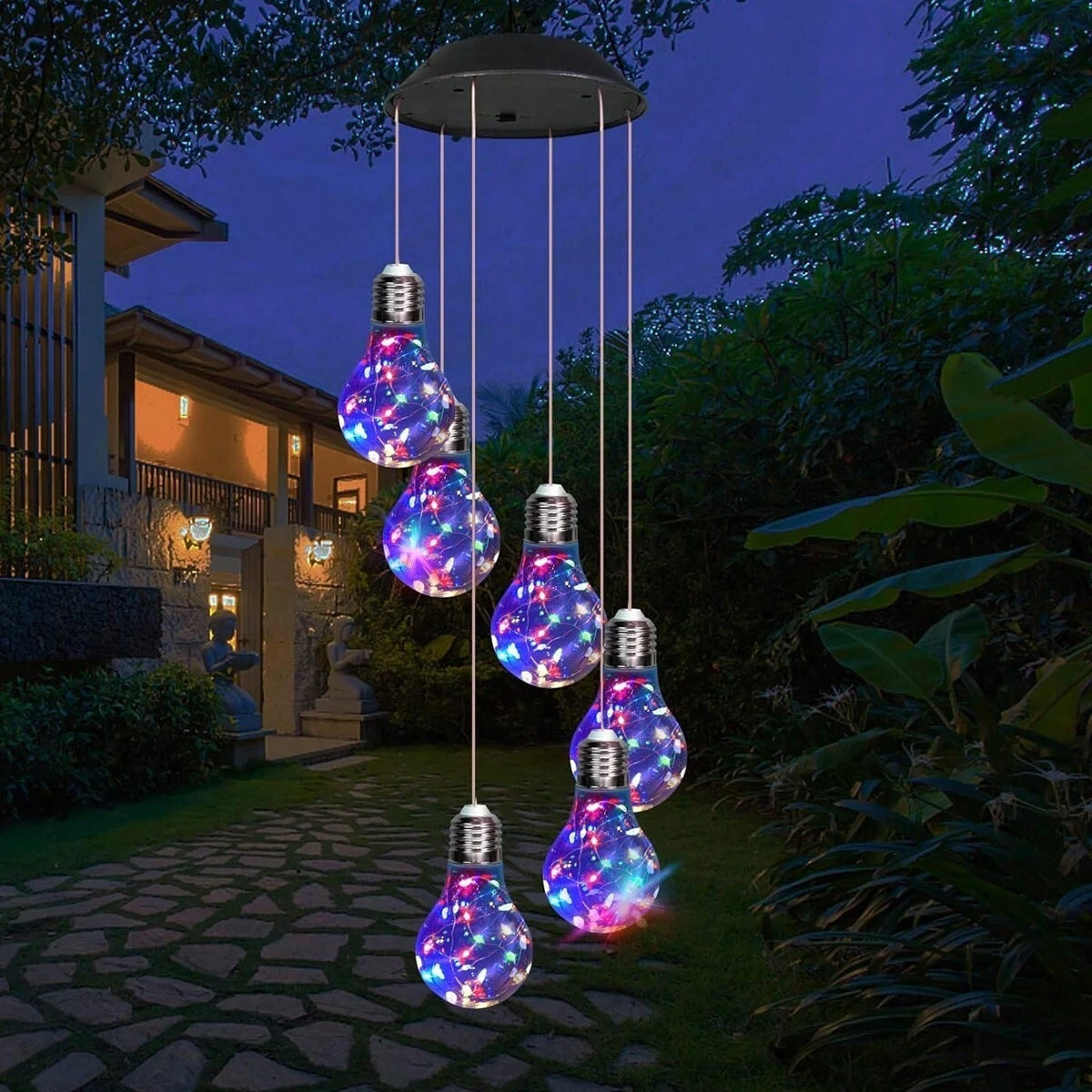SolarGlow Colorful LED Bulb Wind Chimes (21.6")