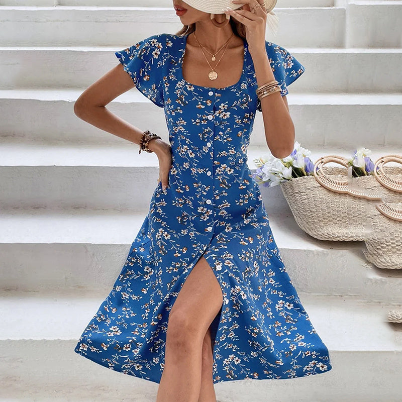 Summer Floral Print Maxi Dress