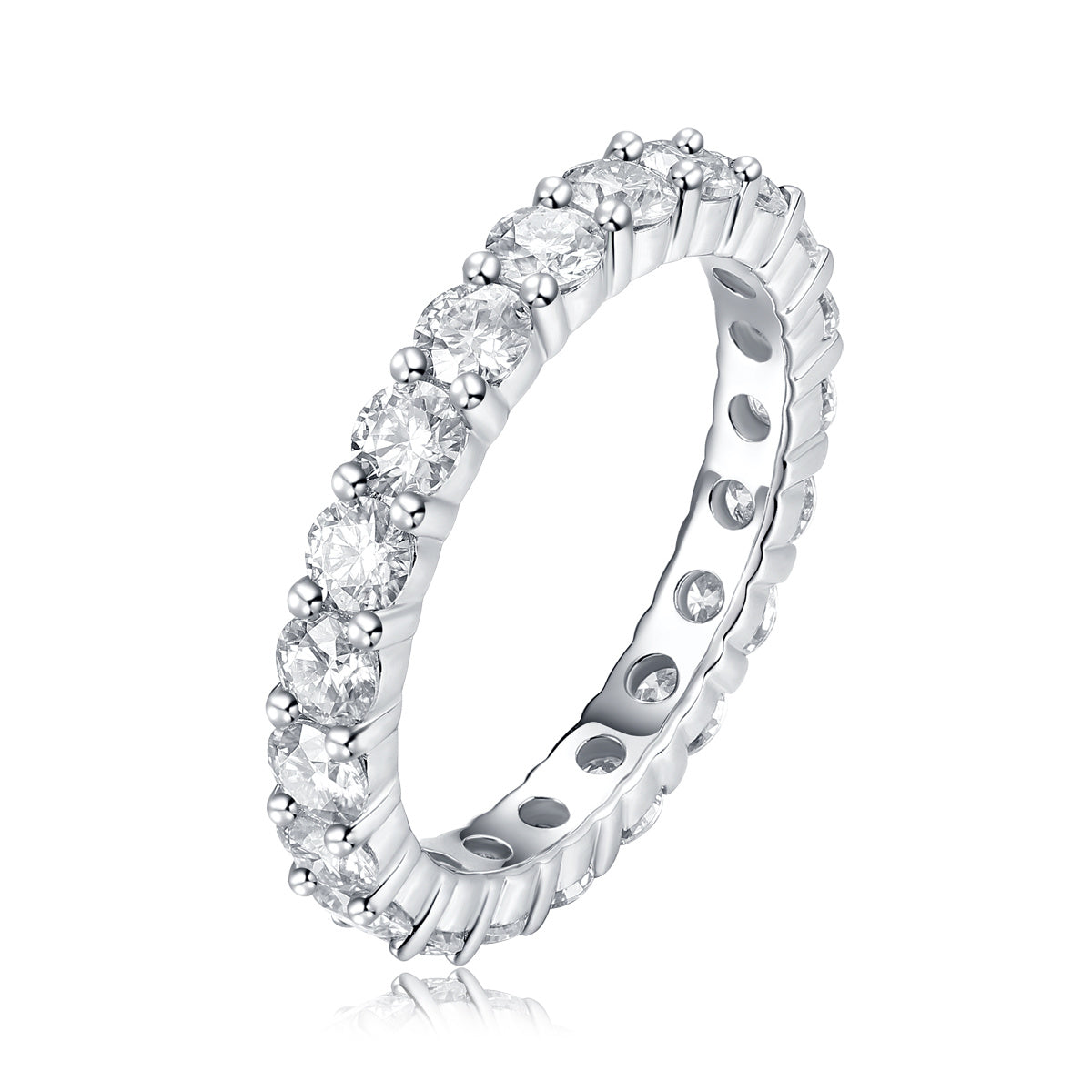 Luxury Row Diamond Moissanite Ring – Silver Fashion Jewelry