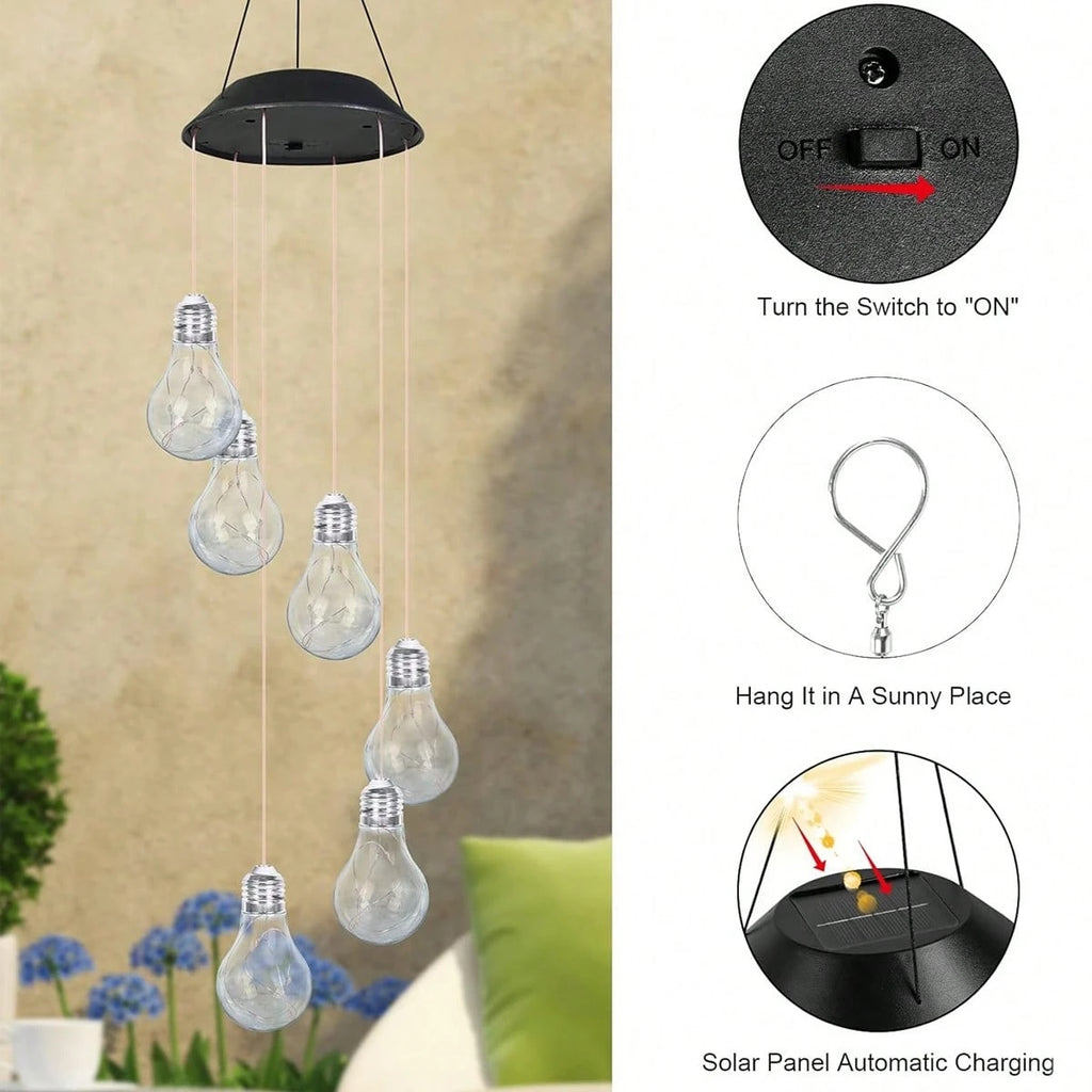 SolarGlow Colorful LED Bulb Wind Chimes (21.6")