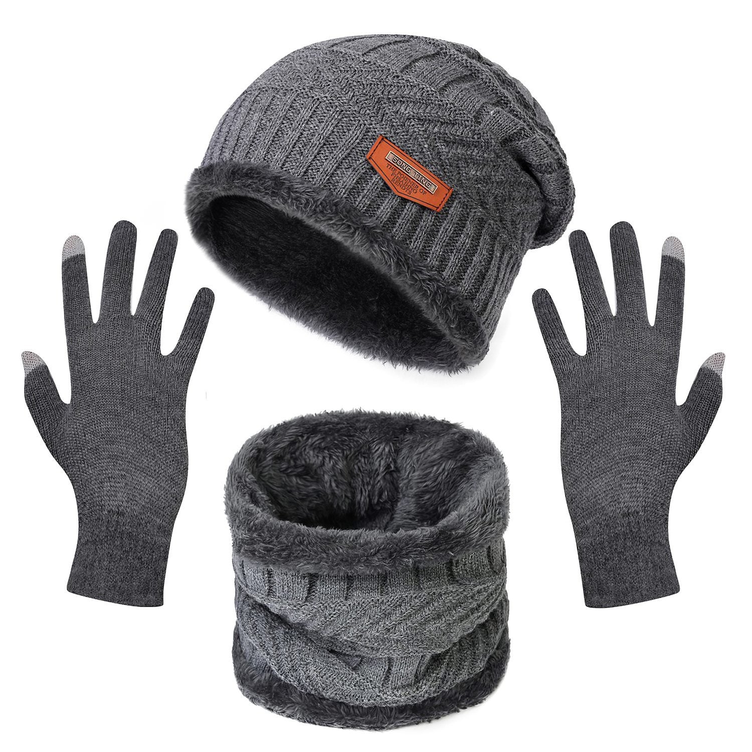 Winter Flex 3-in-1 Knit Set – Warm Beanie, Touchscreen Gloves & Scarf for Men & Women