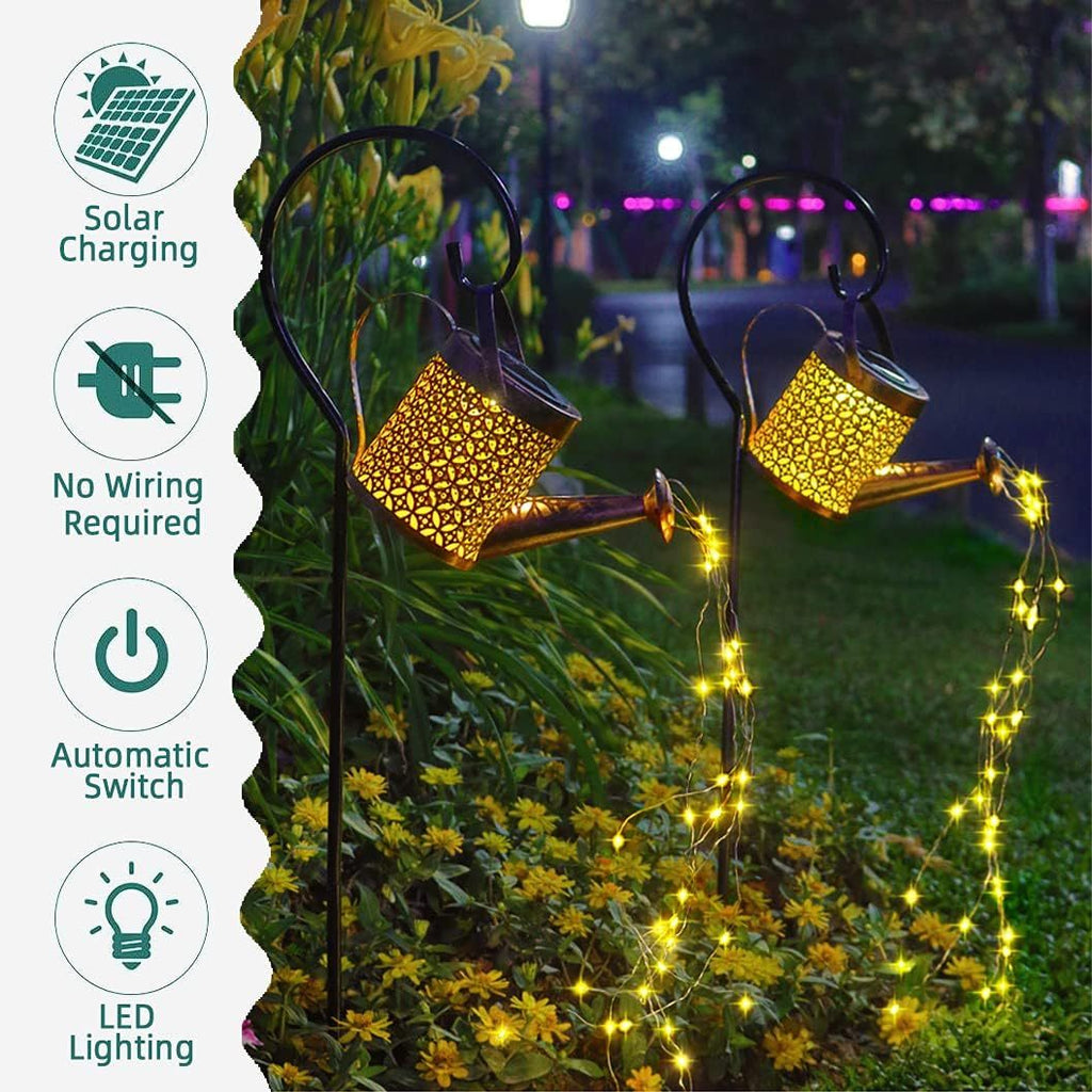GlowCan 2-Pack LED Watering Can Solar String Lights