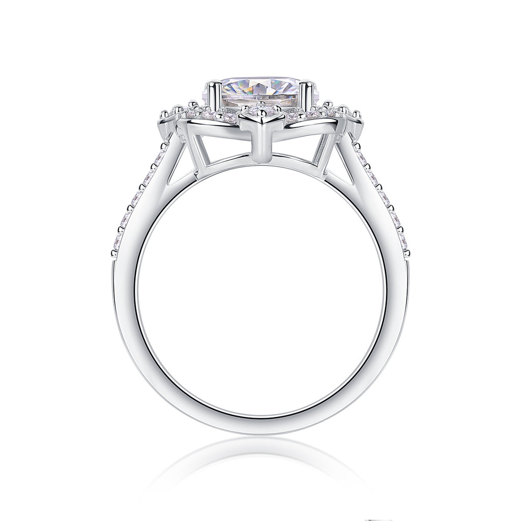 Camellia Moissanite Ring – S925 Silver Gold-Plated Elegance