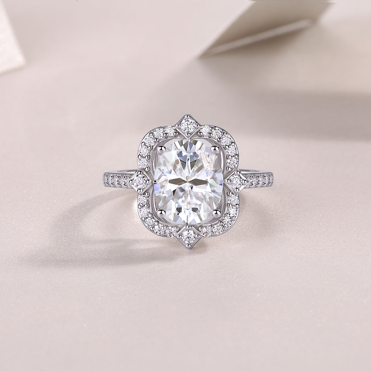 Camellia Moissanite Ring – S925 Silver Gold-Plated Elegance