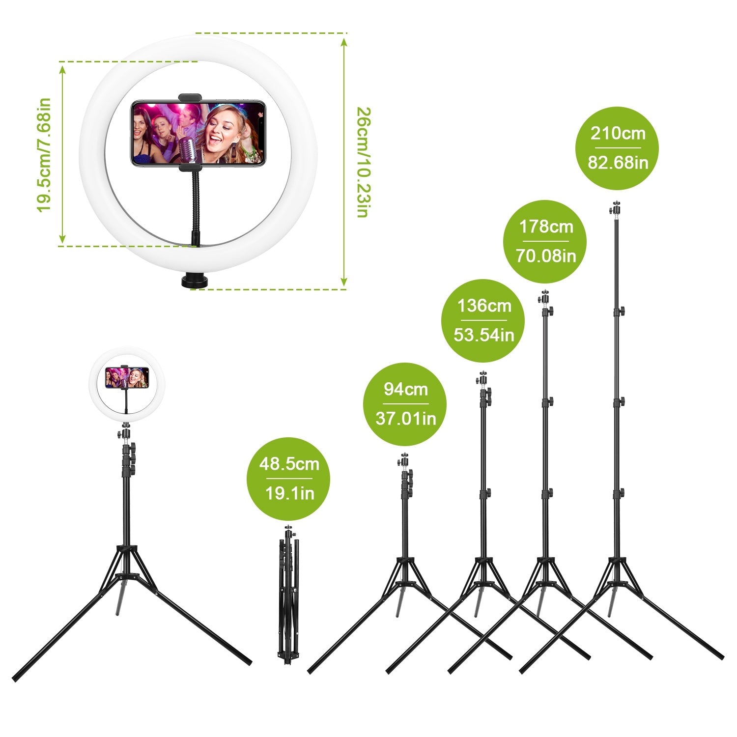 GlowPro 10" Dimmable LED Selfie Ring Light with Tripod & Phone Holder