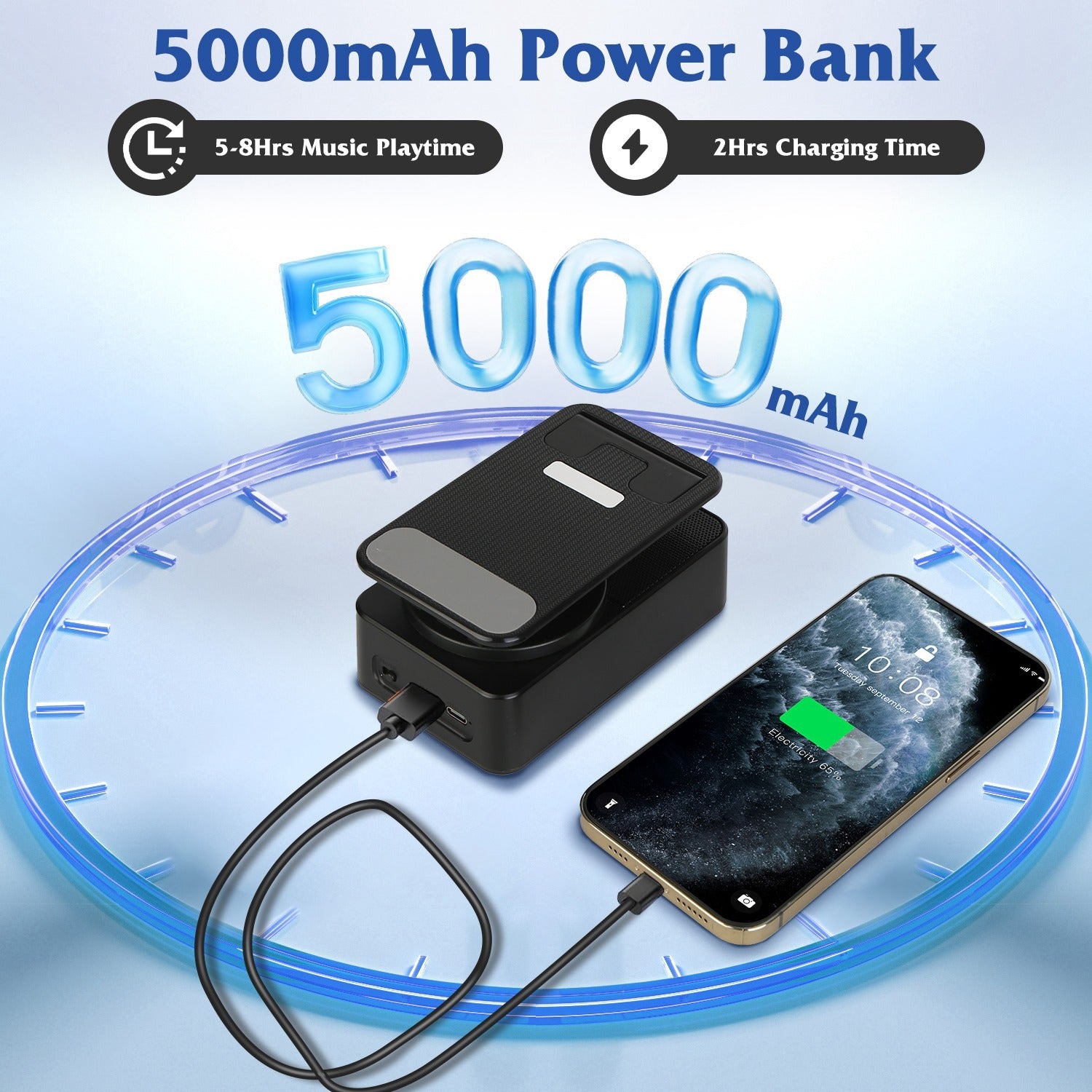 4-in-1 Foldable Wireless Speaker Phone Stand with Power Bank