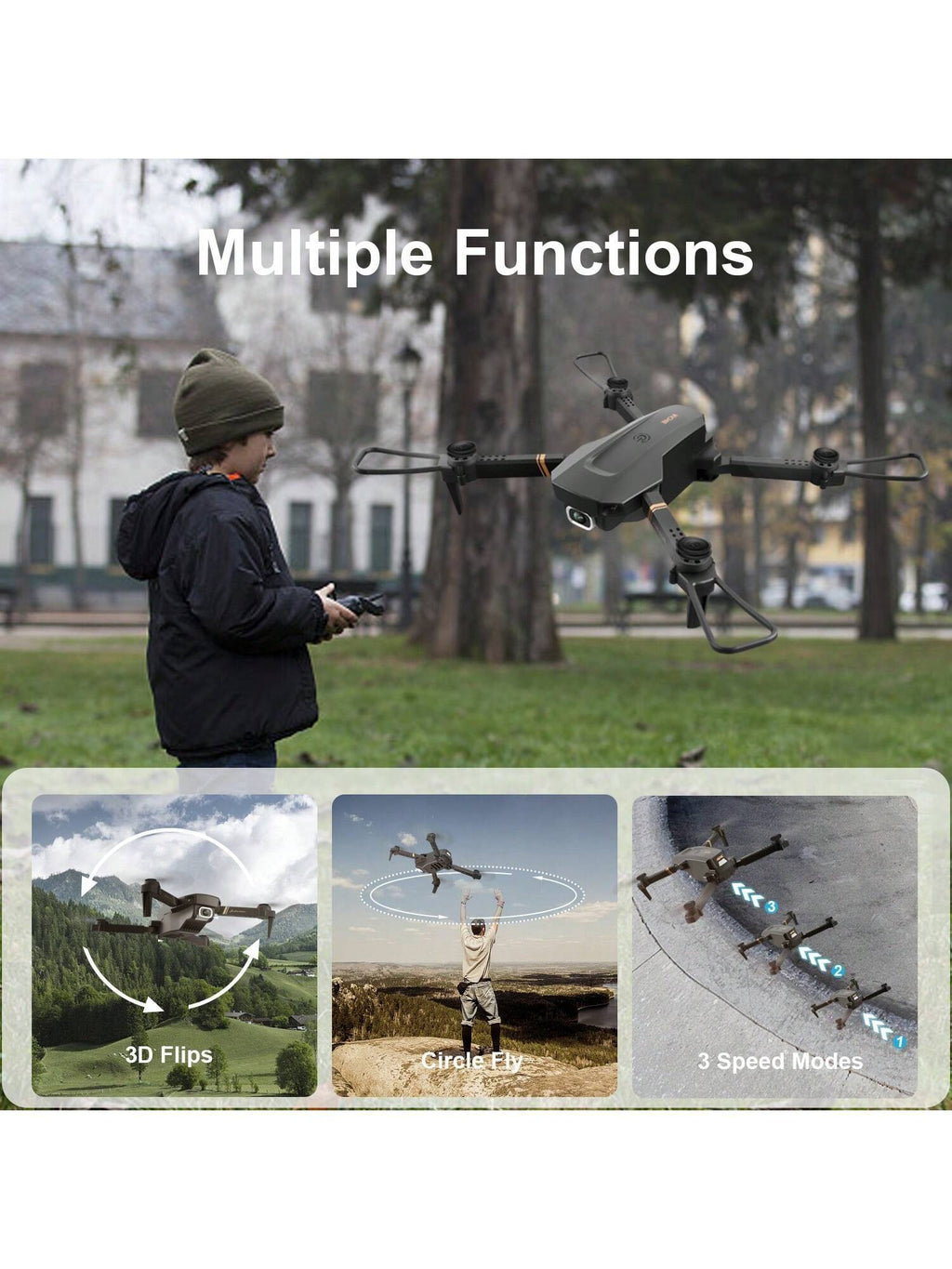 4DRC V4 Foldable Mini 4K HD Drone with 3 Batteries & Remote Control
