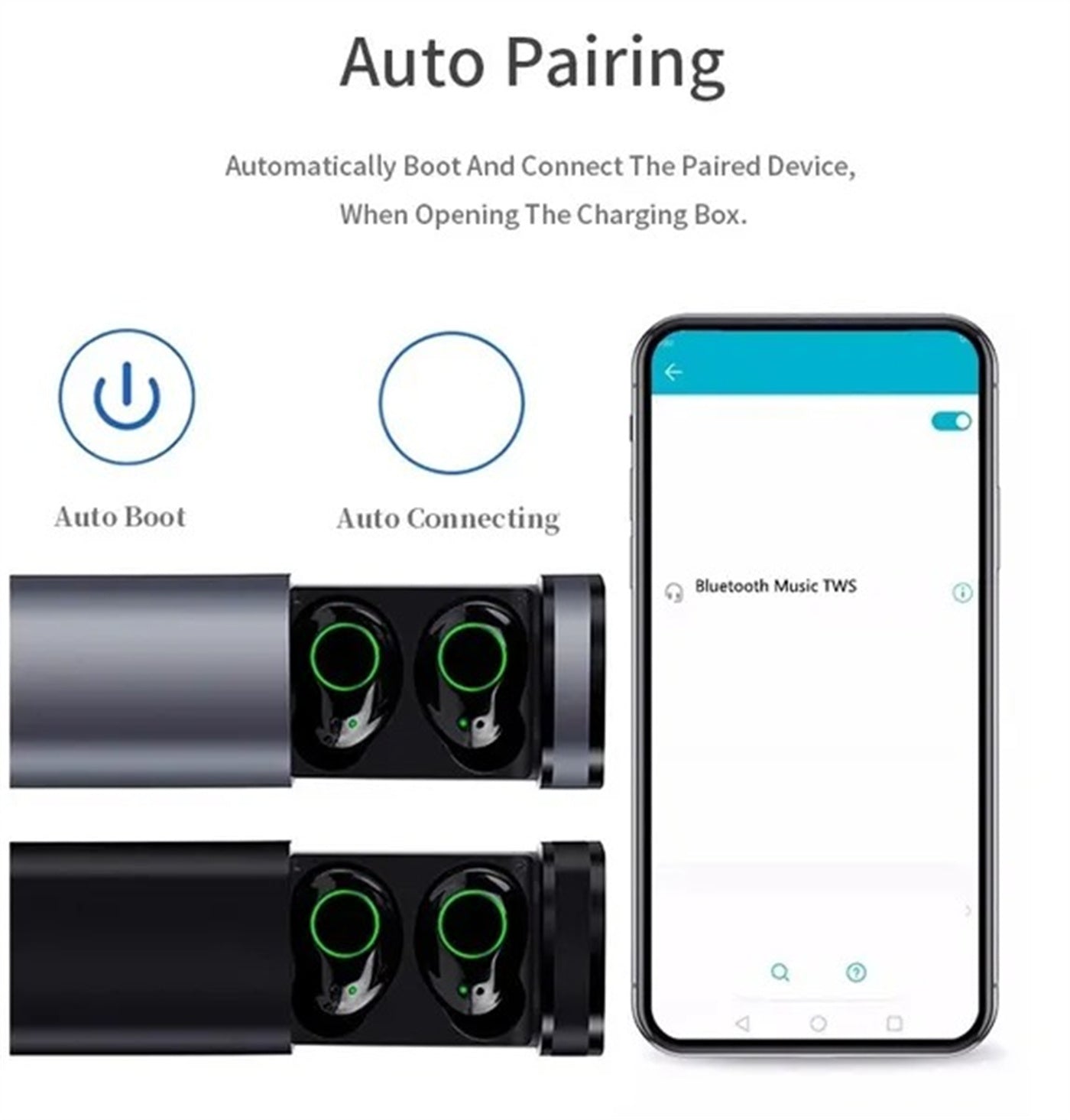 VibeWire V5.0 Smart Touch Bluetooth Earbuds with Charging Case