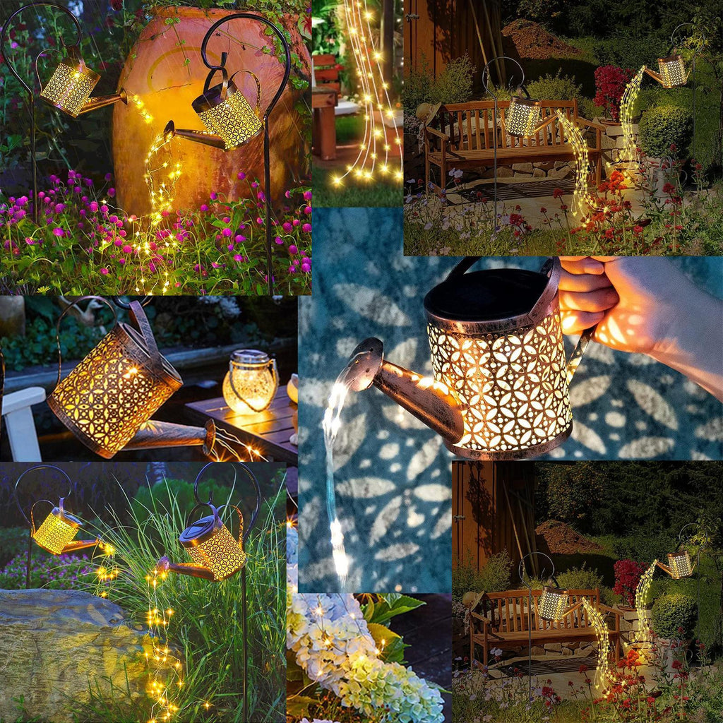 GlowCan 2-Pack LED Watering Can Solar String Lights