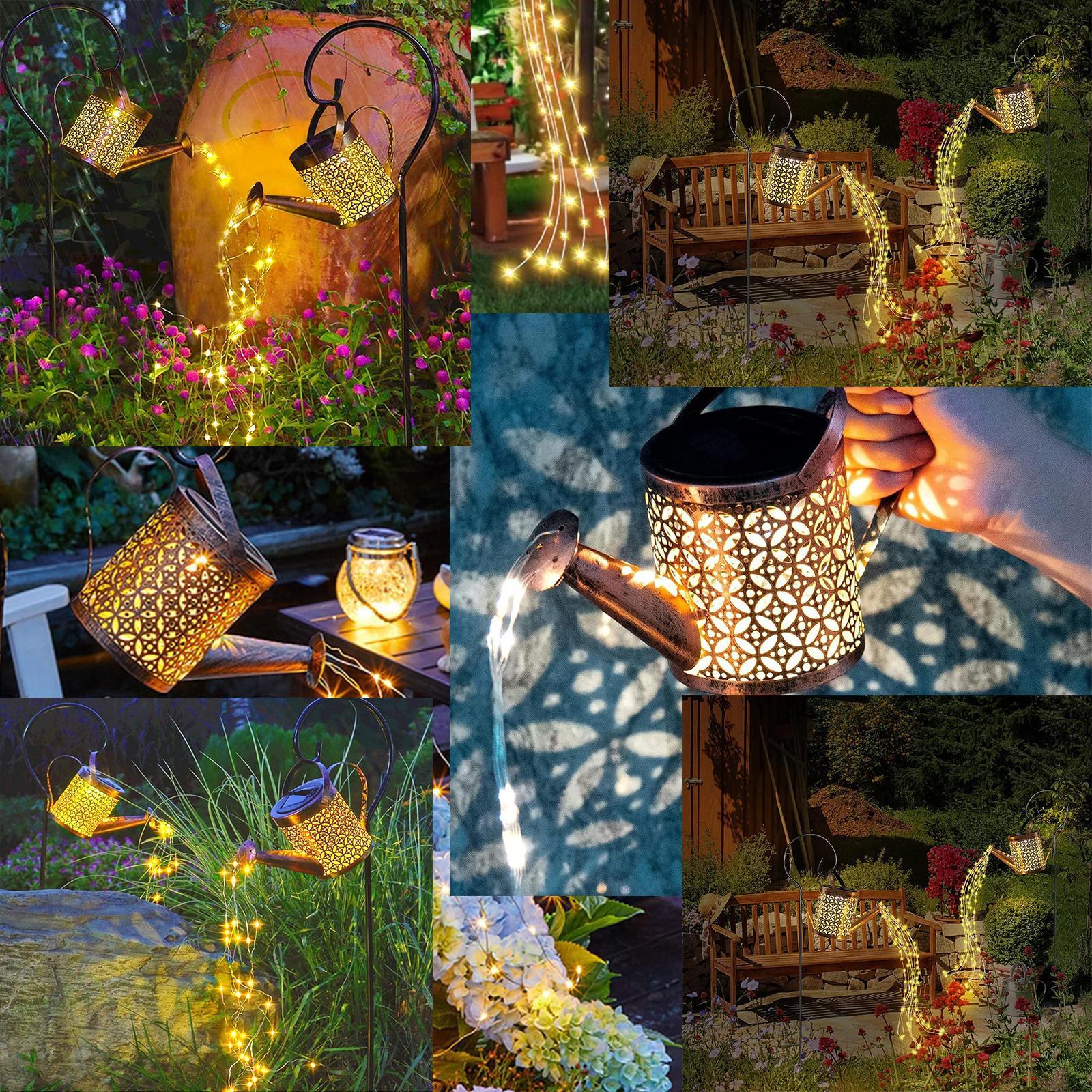 GlowCan 2-Pack LED Watering Can Solar String Lights