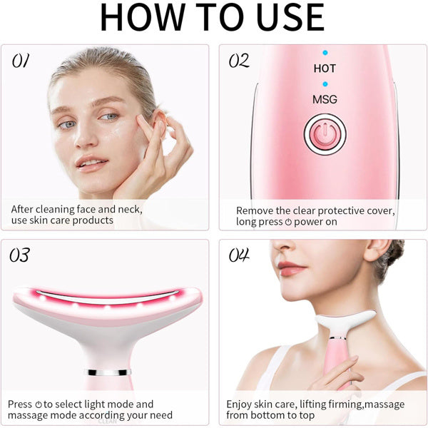 Pink Radiance Facial & Neck Massage Device – Skin Firming Beauty Tool