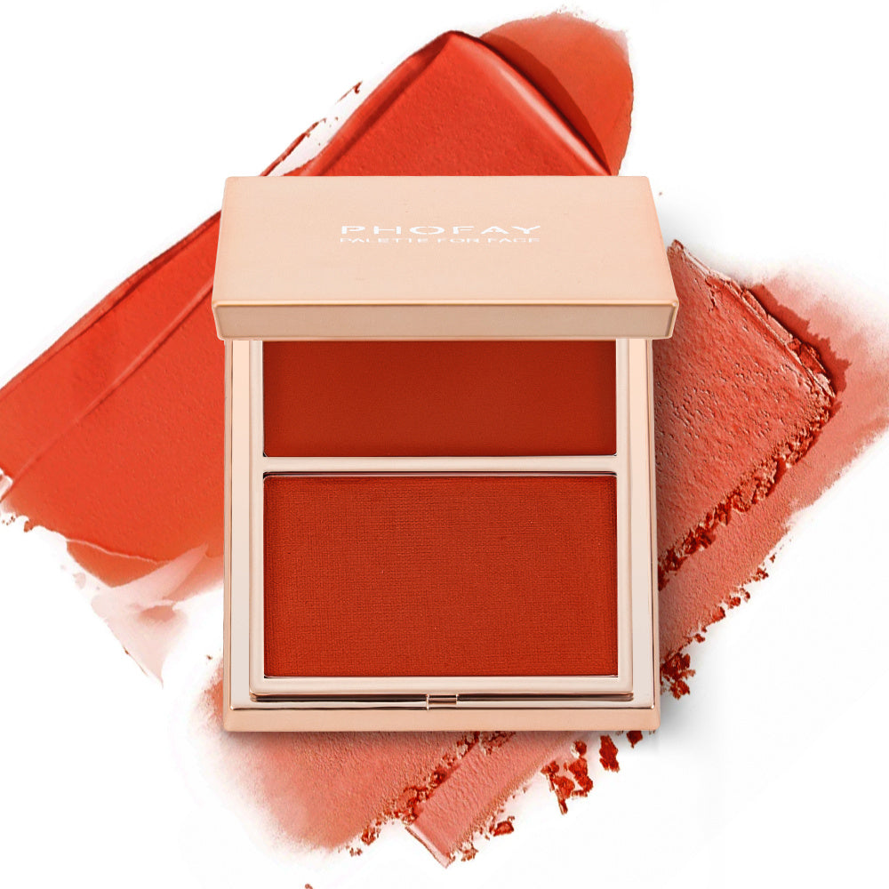 PHOFAY Cream–Powder Blush Duo – Natural Glow & Long-Wear Finish