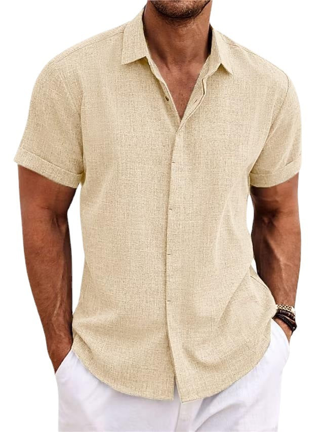 LinoSoft Men’s Loose Linen Short Sleeve Summer Tee