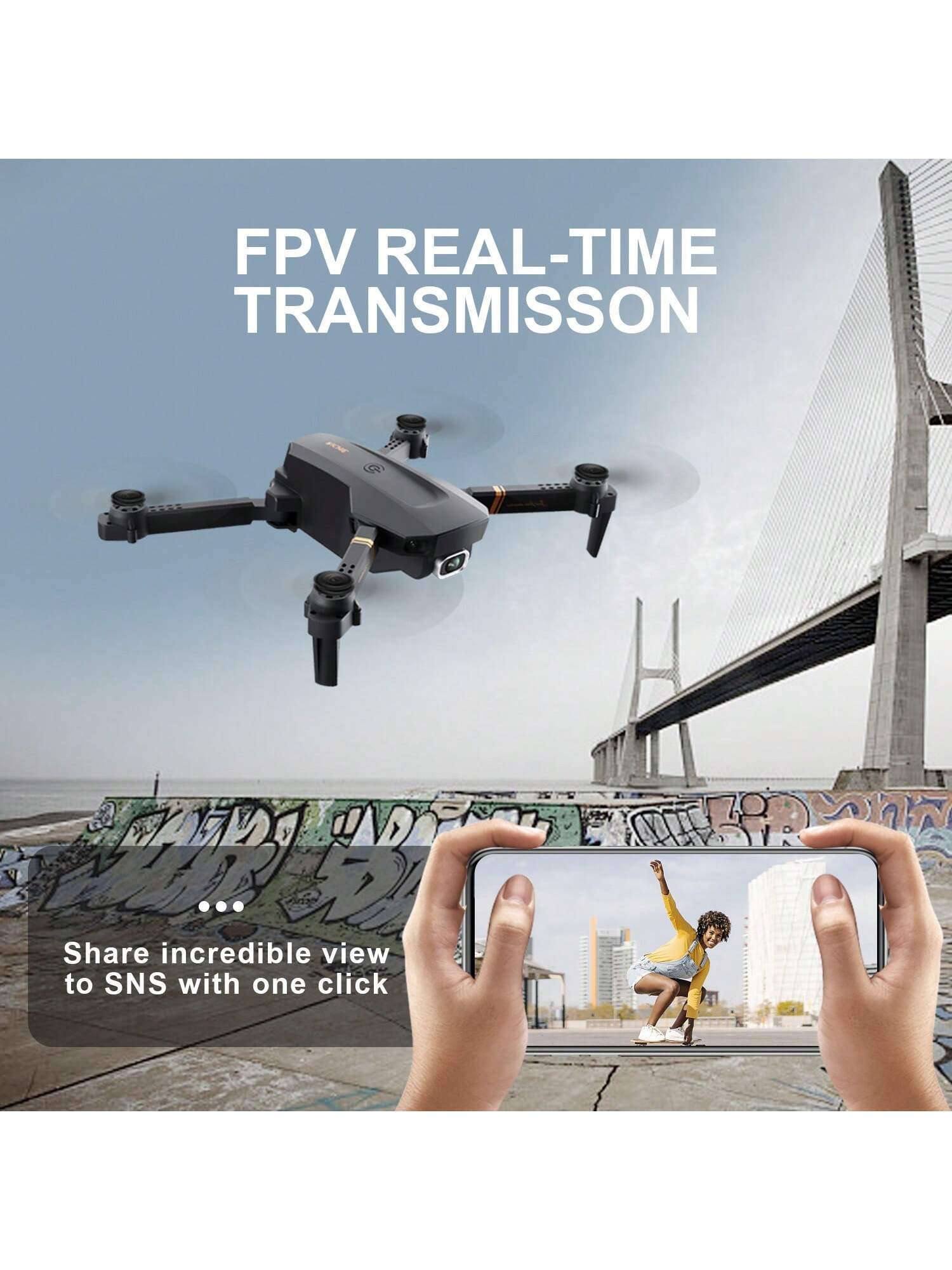 4DRC V4 Foldable Mini 4K HD Drone with 3 Batteries & Remote Control