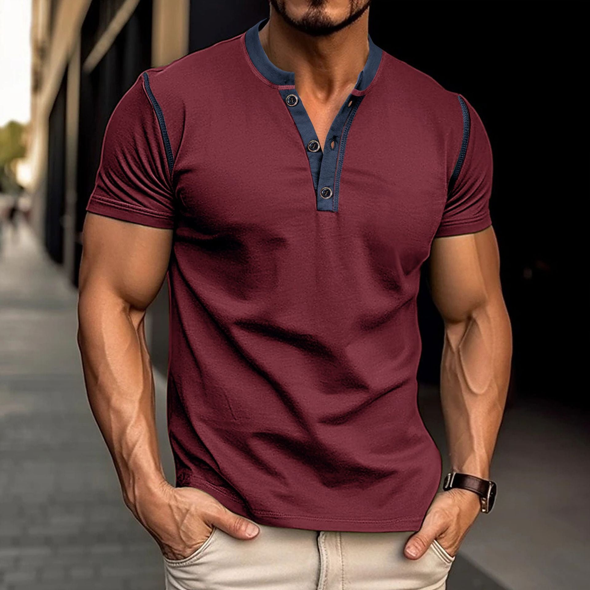 VibePolo Summer Button V-Neck Polo T-Shirt for Men