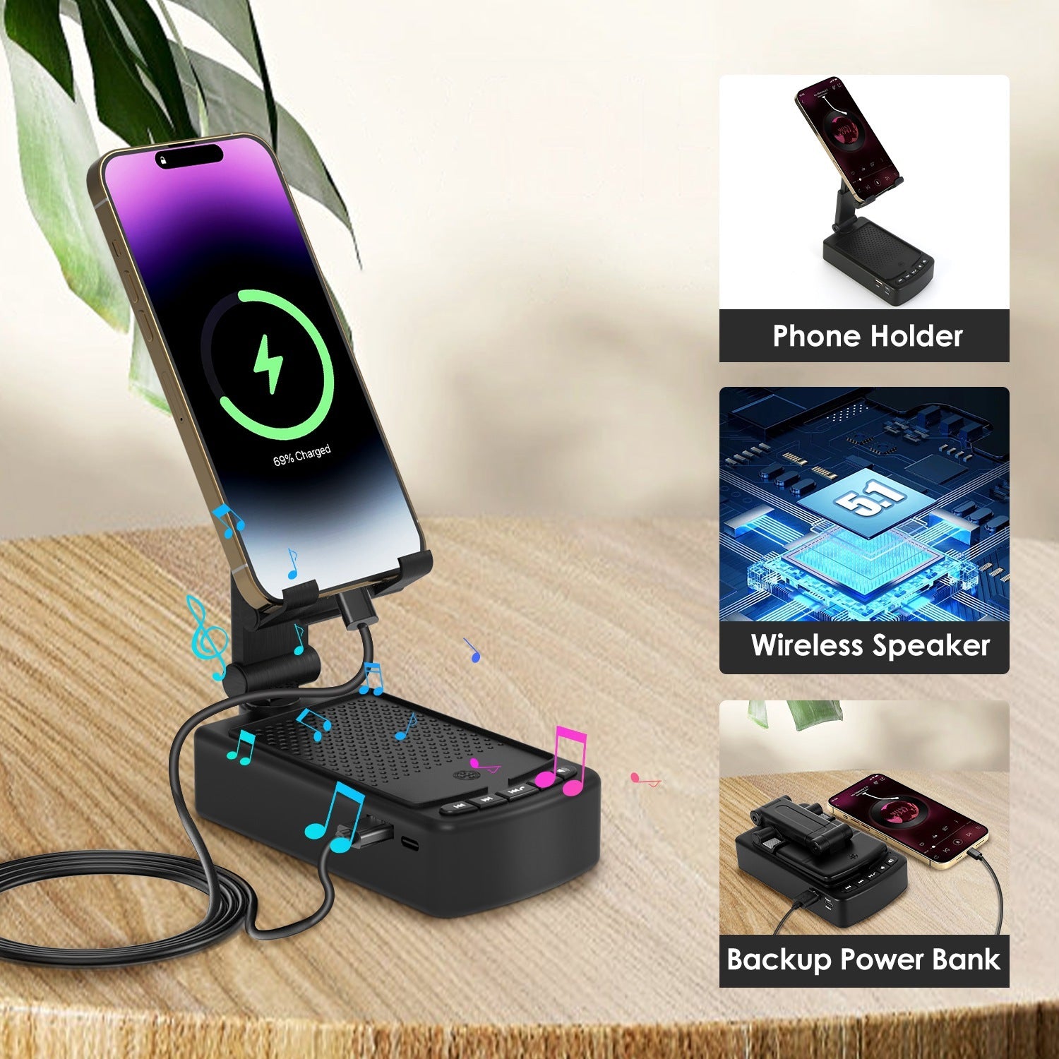 SoundStand HD Wireless Speaker Power Bank & Foldable Phone Stand