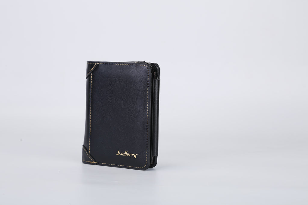 Trifold Leather Wallet with Zipper & 14 Card Slots