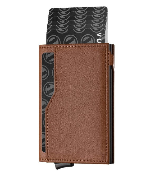 Automatic Leather Credit Card Case with Dual ID Window