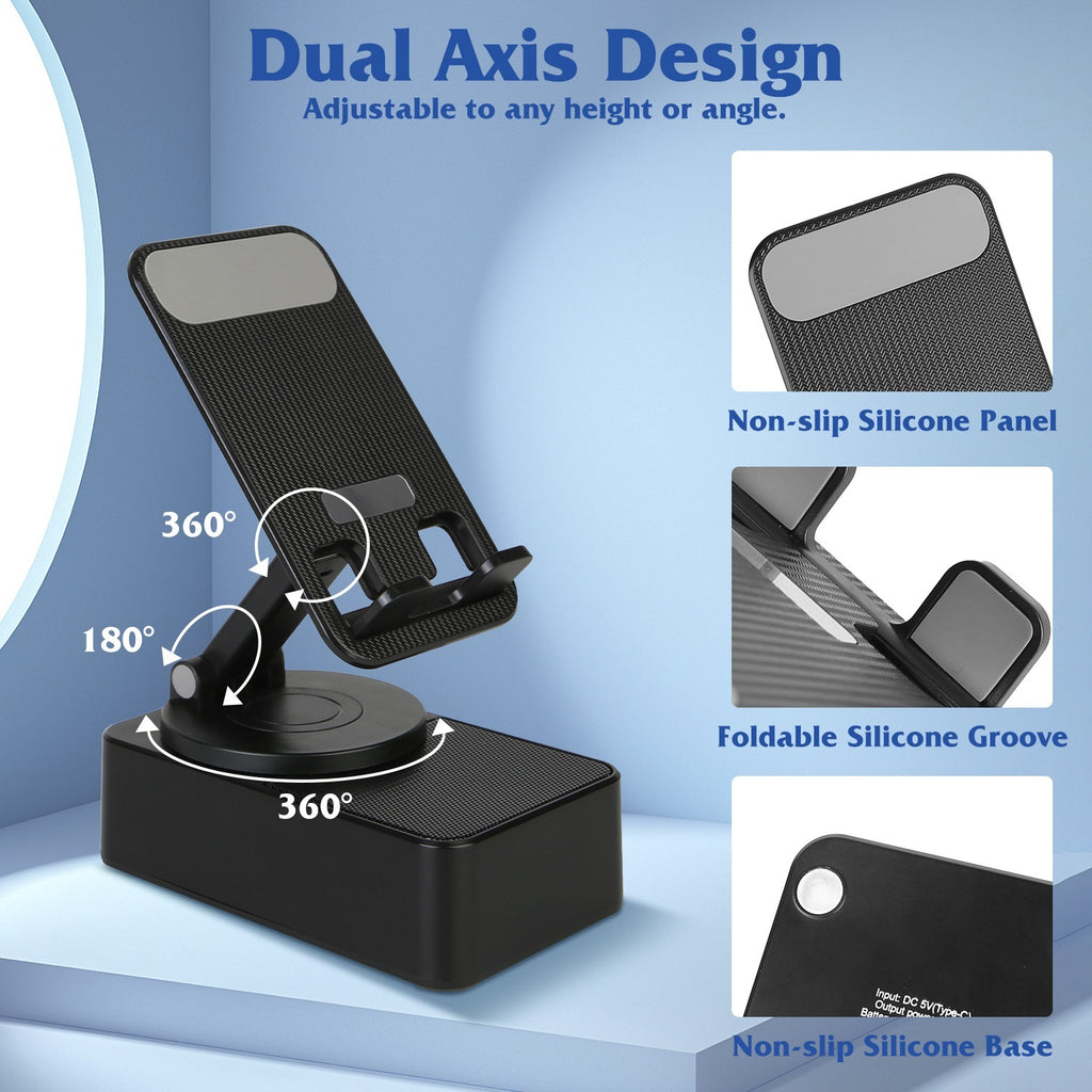 4-in-1 Foldable Wireless Speaker Phone Stand with Power Bank