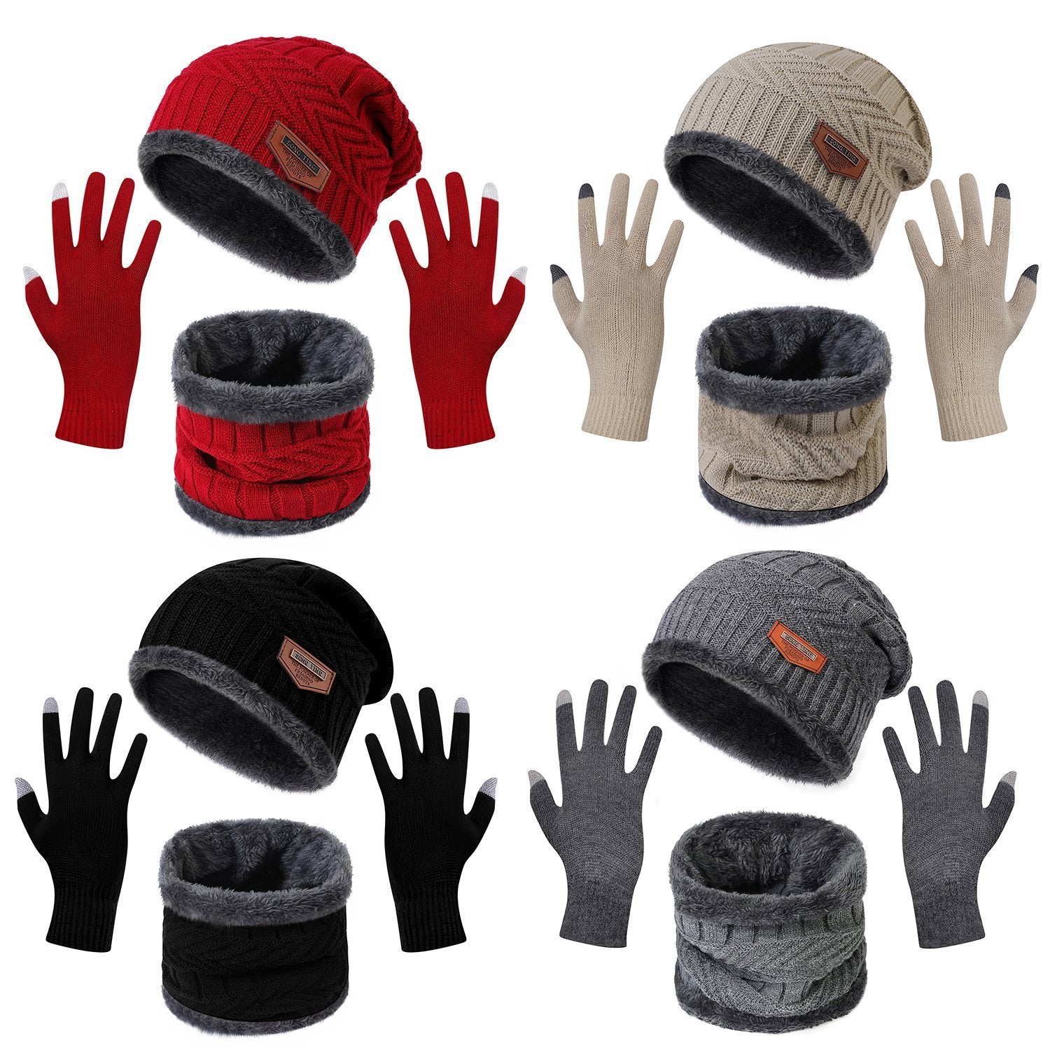 Winter Flex 3-in-1 Knit Set – Warm Beanie, Touchscreen Gloves & Scarf for Men & Women