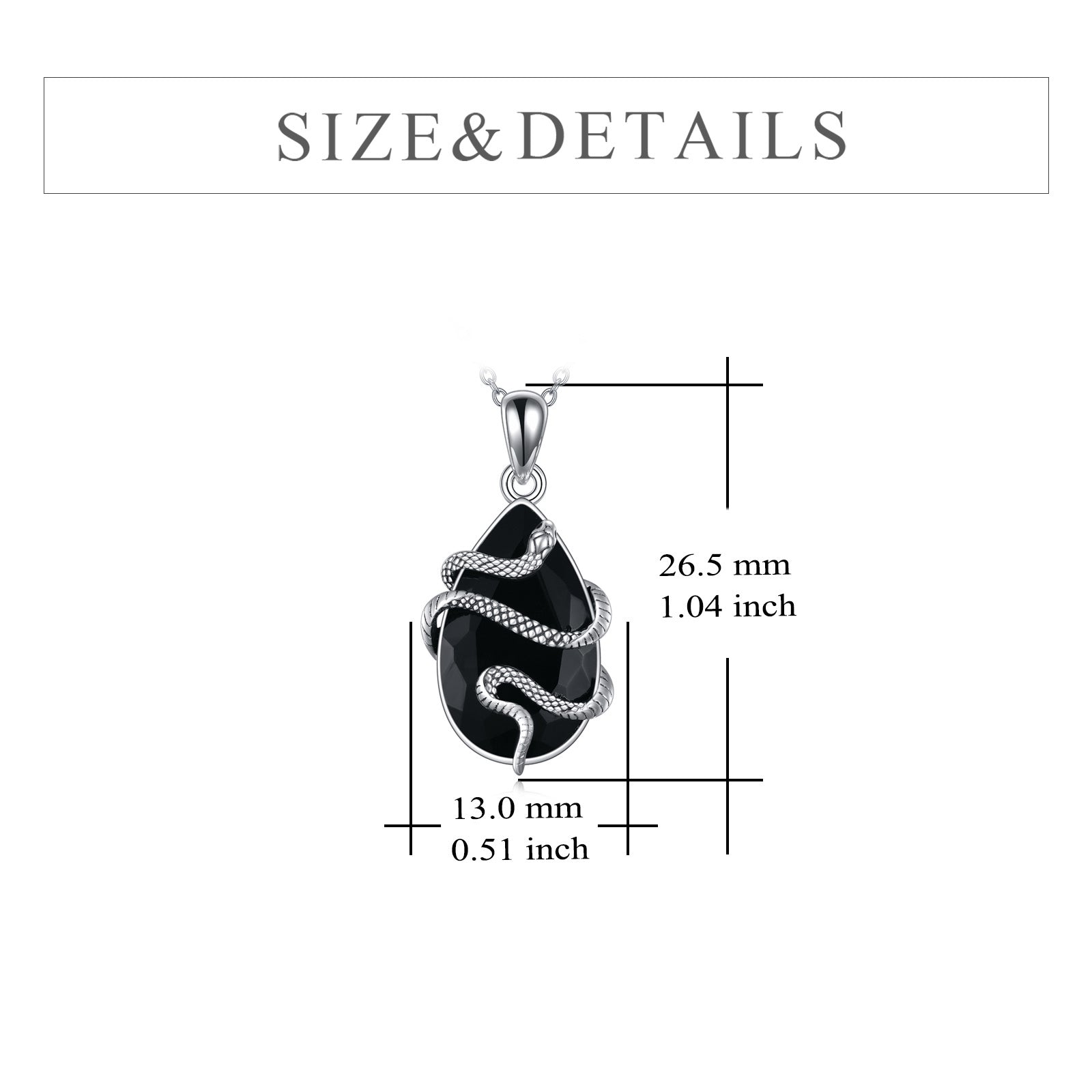 Sterling Silver Crystal Snake Necklace – Black Obsidian & Tourmaline