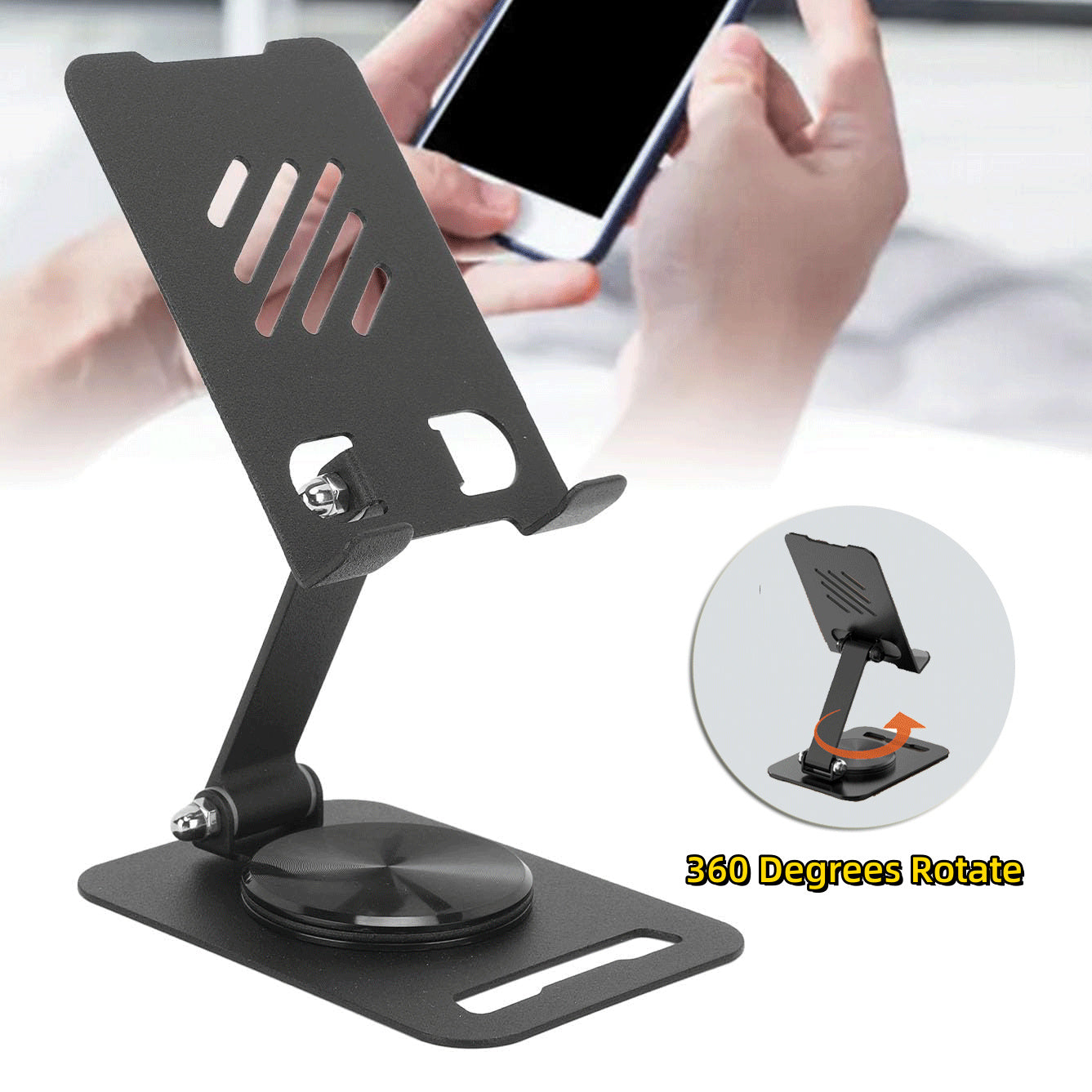 FlexiHold 360° Rotating Metal Desk Phone & Tablet Stand