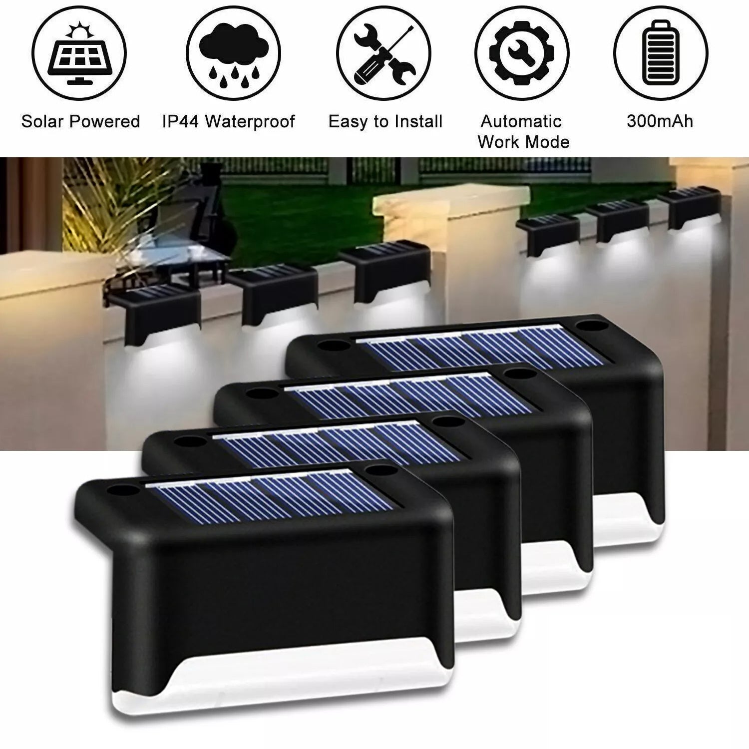 SunStep 4-Pack Solar LED Deck & Stair Lights