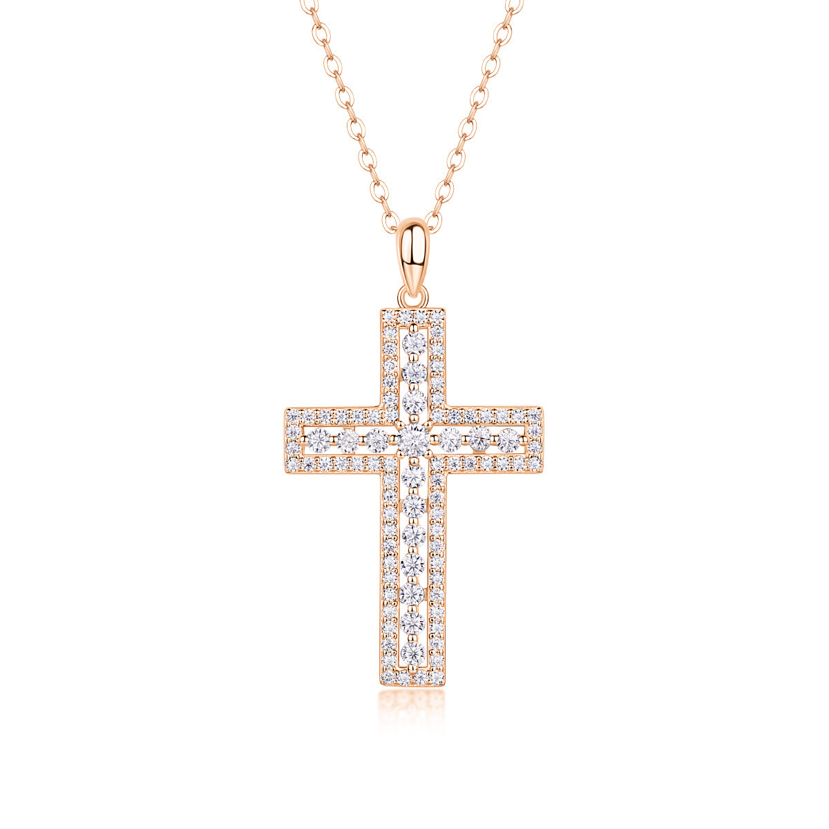 Shelter Moissanite Cross Pendant – S925 Sterling Silver & Platinum