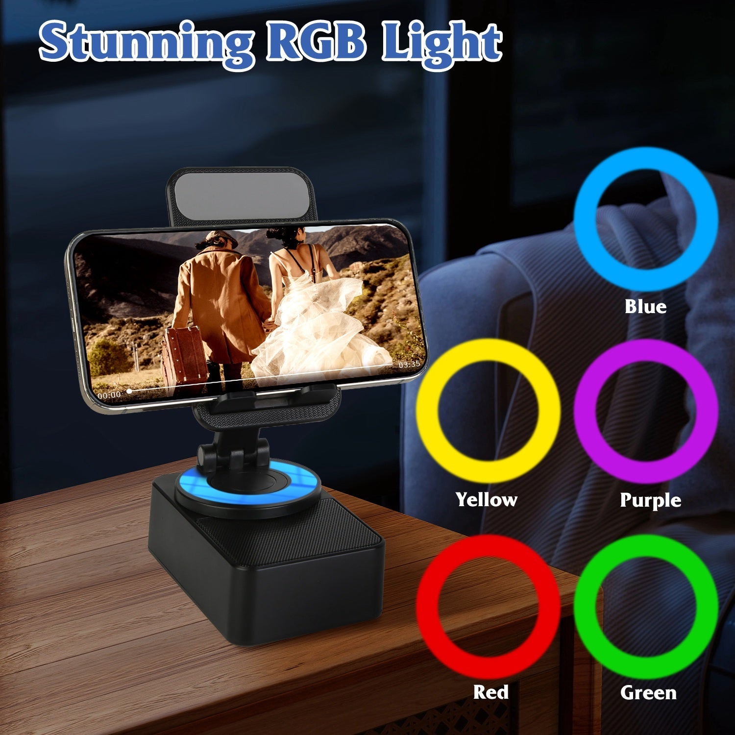 4-in-1 Foldable Wireless Speaker Phone Stand with Power Bank