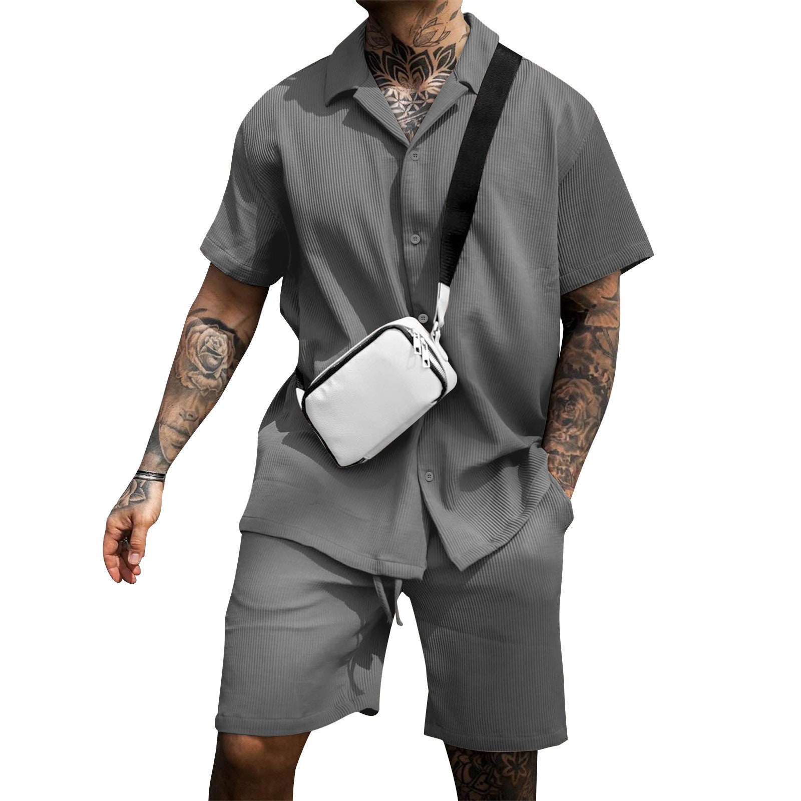 ComforWear Men’s Polo Short Sleeve & Shorts Two-Piece Set