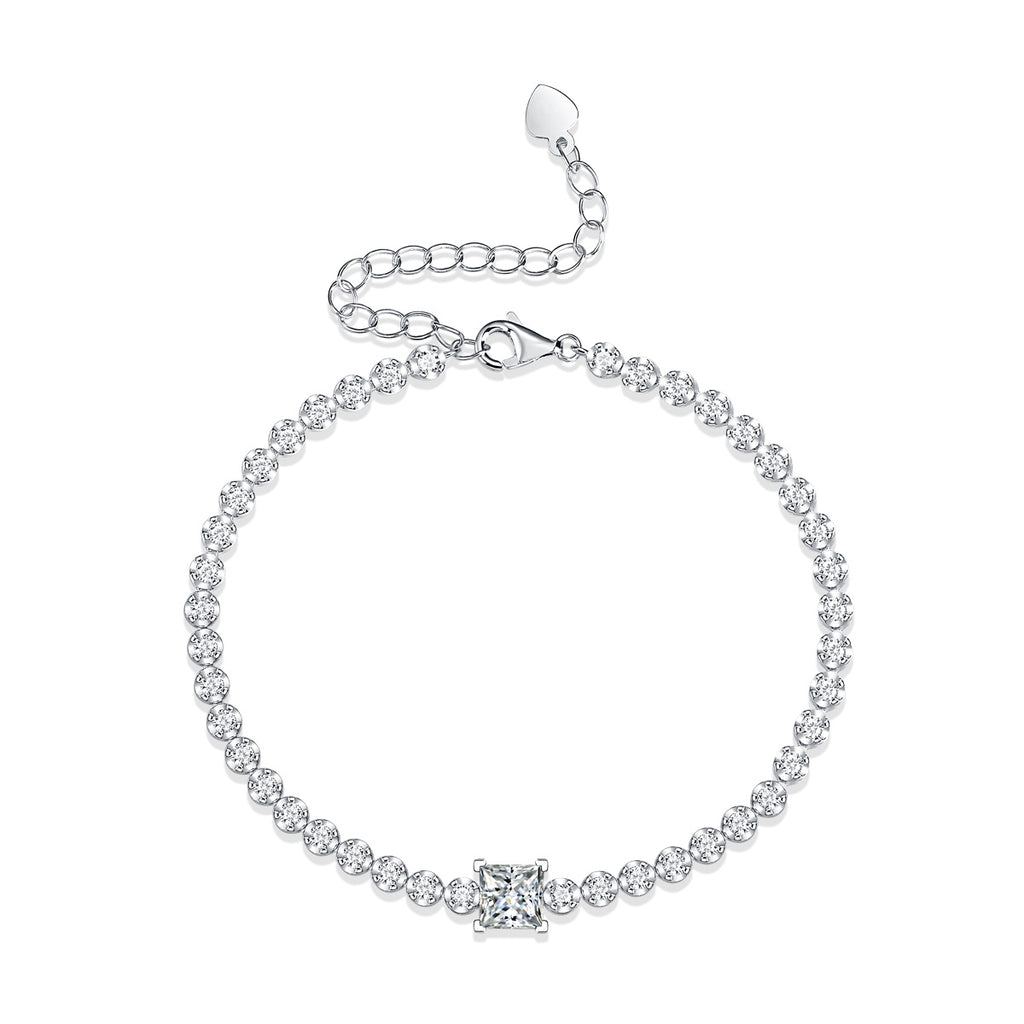 Rubik’s Cube Luxury Moissanite Silver Bracelet – Premium Diamond-Inspired Jewelry
