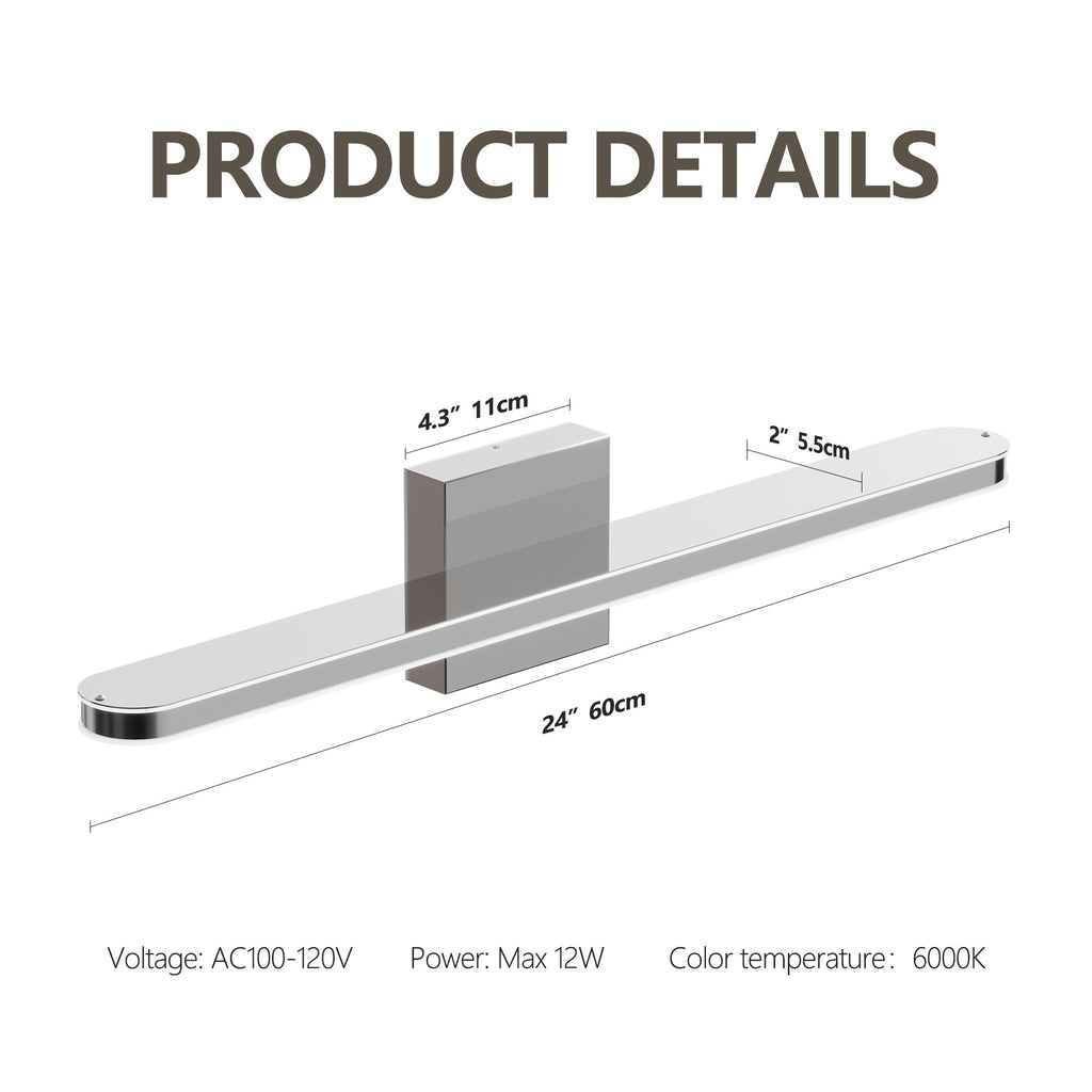 LumiBar 24" Dimmable LED Chrome Vanity Light