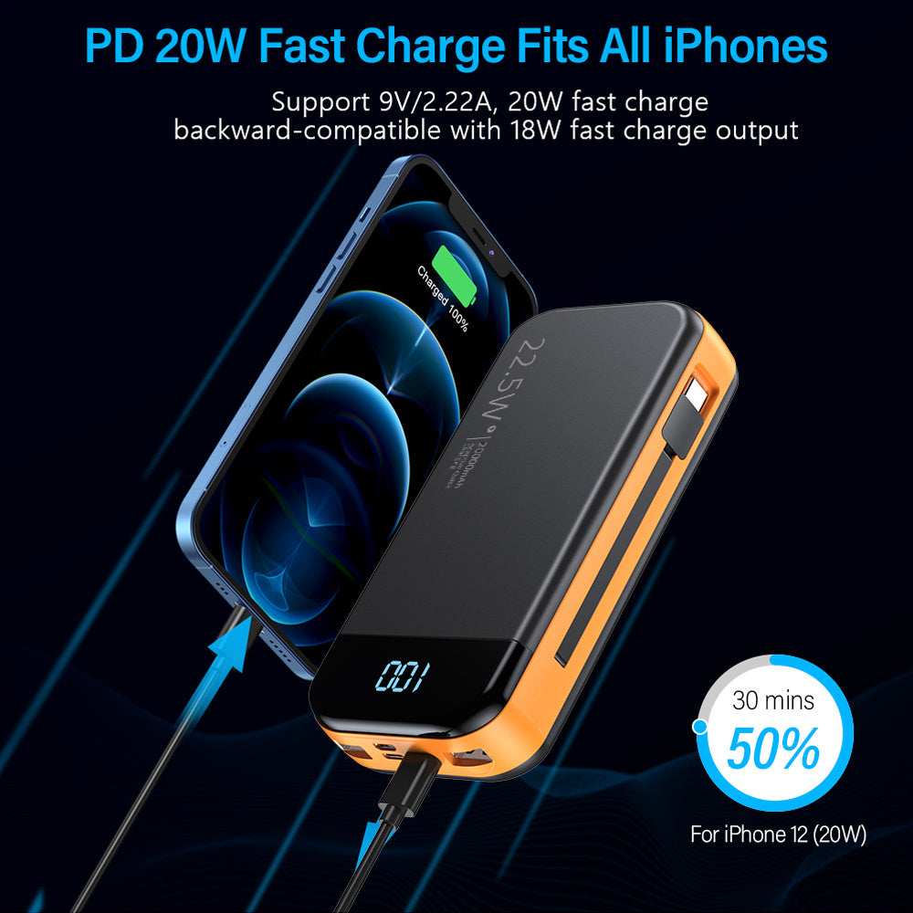 VoltView Dual-Wire Digital Display Super Fast Charging Power Bank