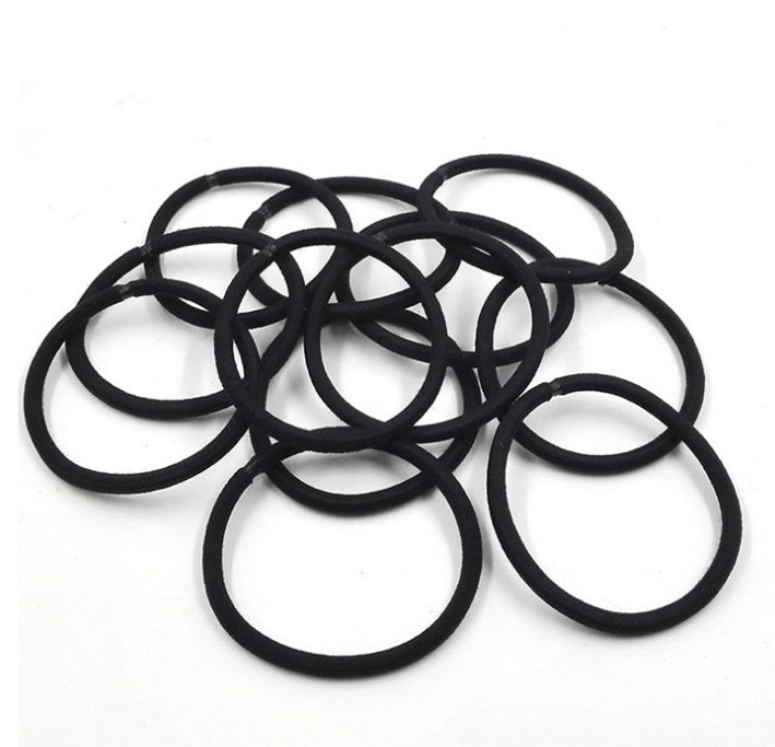 100-Pack Black Elastic Hair Bands – Kids & Women Ponytail Holders