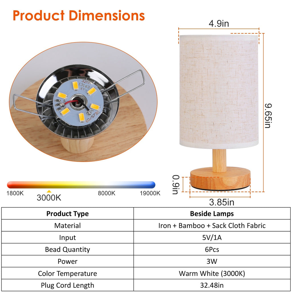 LumiRest Modern Warm White USB Bedside Lamp