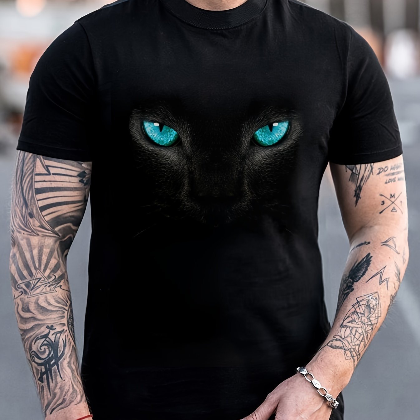 SkyPulse Men’s Color Block 3D Heartbeat & Airplane Graphic T-Shirt