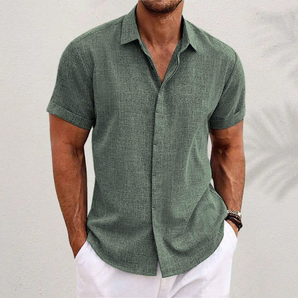 LinoSoft Men’s Loose Linen Short Sleeve Summer Tee