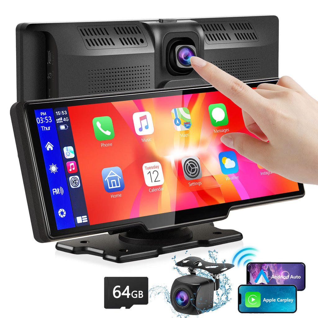 DriveMate 9.3” Wireless CarPlay Screen with 2.5K Front & 1080P Rear Camera