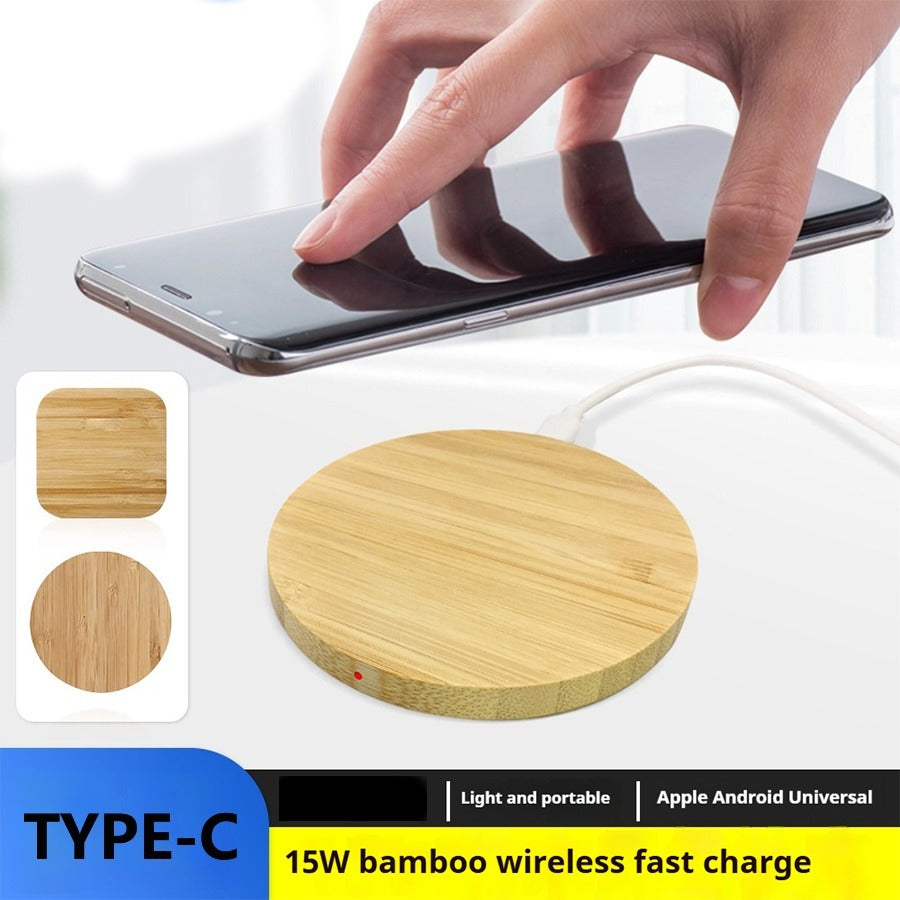 Bamboo Dual-Coil Vertical Wireless Charger Stand